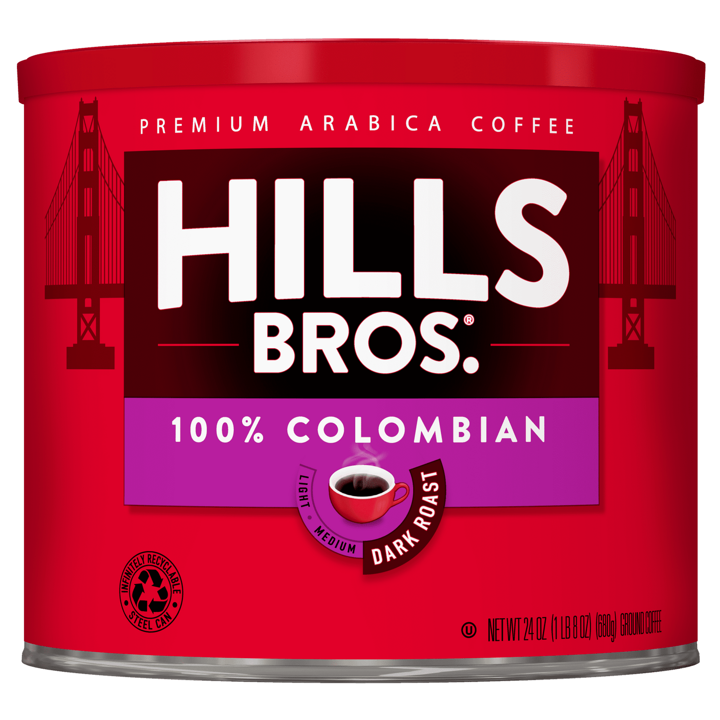 . Coffee 100% Colombian Ground Coffee, Dark Roast, 24 Oz