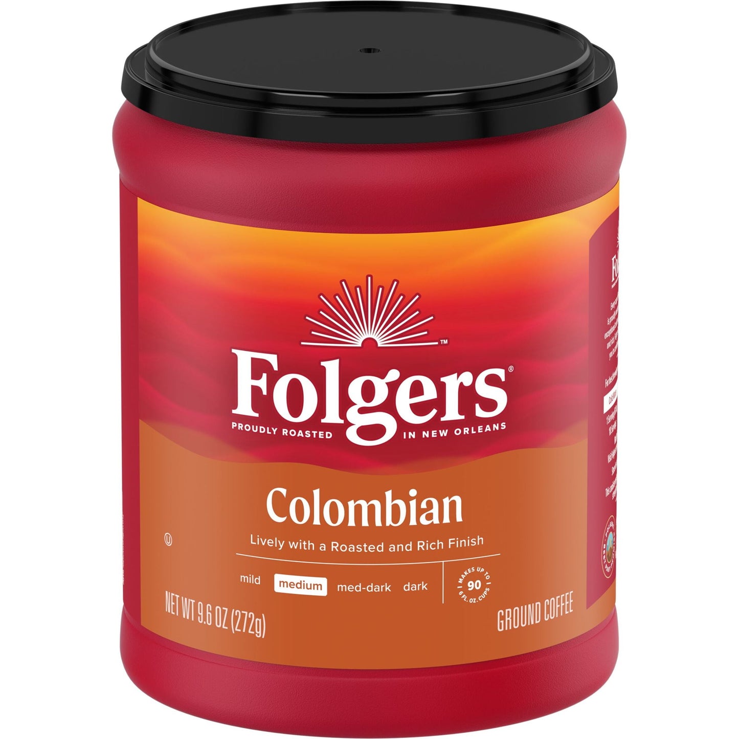Colombian Ground Coffee, Medium Roast, 9.6 Ounce Canister
