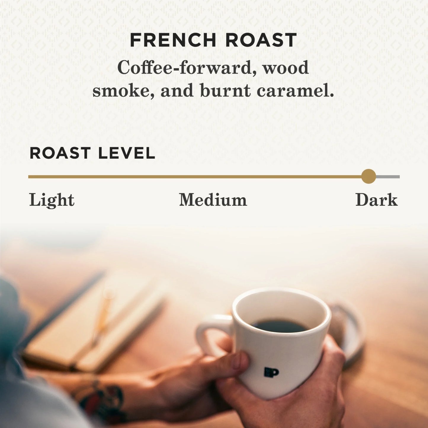 French Roast Ground Coffee, Premium Dark Roast, 100% Arabica, 10.5 Oz