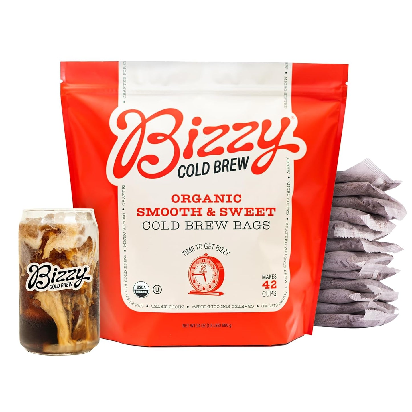 Organic Cold Brew Coffee | Smooth & Sweet Blend | Coarse Ground Coffee | Medium Roast | Micro Sifted | Specialty Grade | 100% Arabica | Brew Bags | 12 Count | Makes 42 Cups