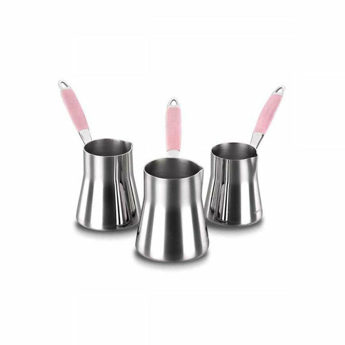 Korkmaz A126 Flora Coffee Pot Set, Stainless Steel, Turkish Coffee Up