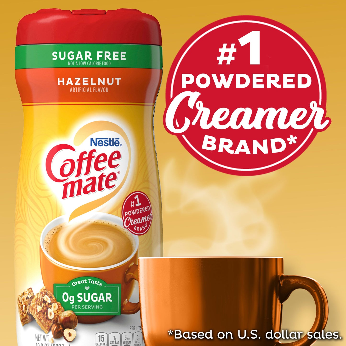 Nestle Coffee Mate Hazelnut Sugar-Free Powdered Coffee Creamer, 10.2 Oz