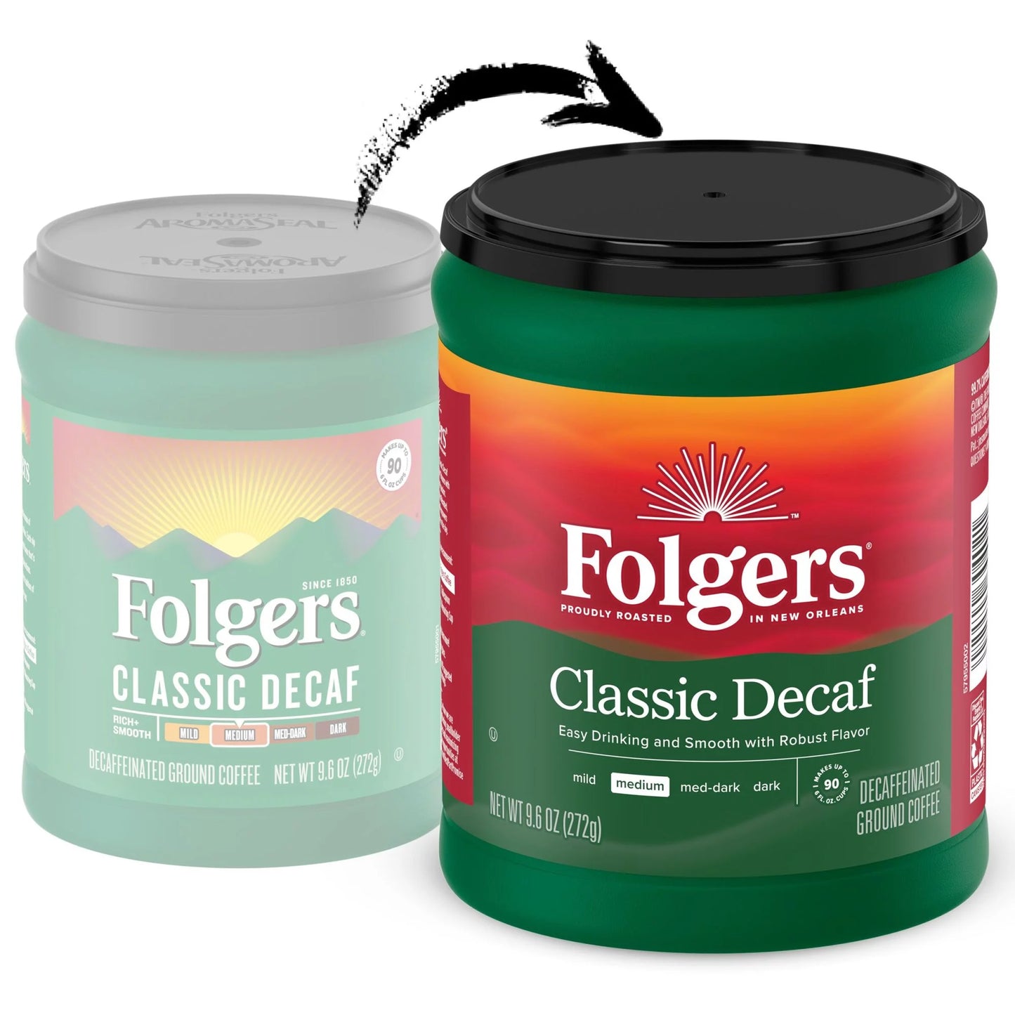 Decaf Coffee, Ground Coffee, Classic Medium Roast, 9.6 Ounce Canister