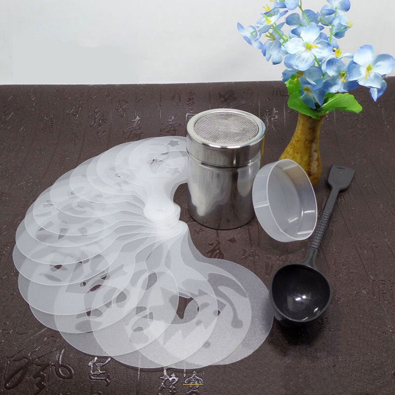 16Pcs Plastic Coffee Stencils Cappuccino Template