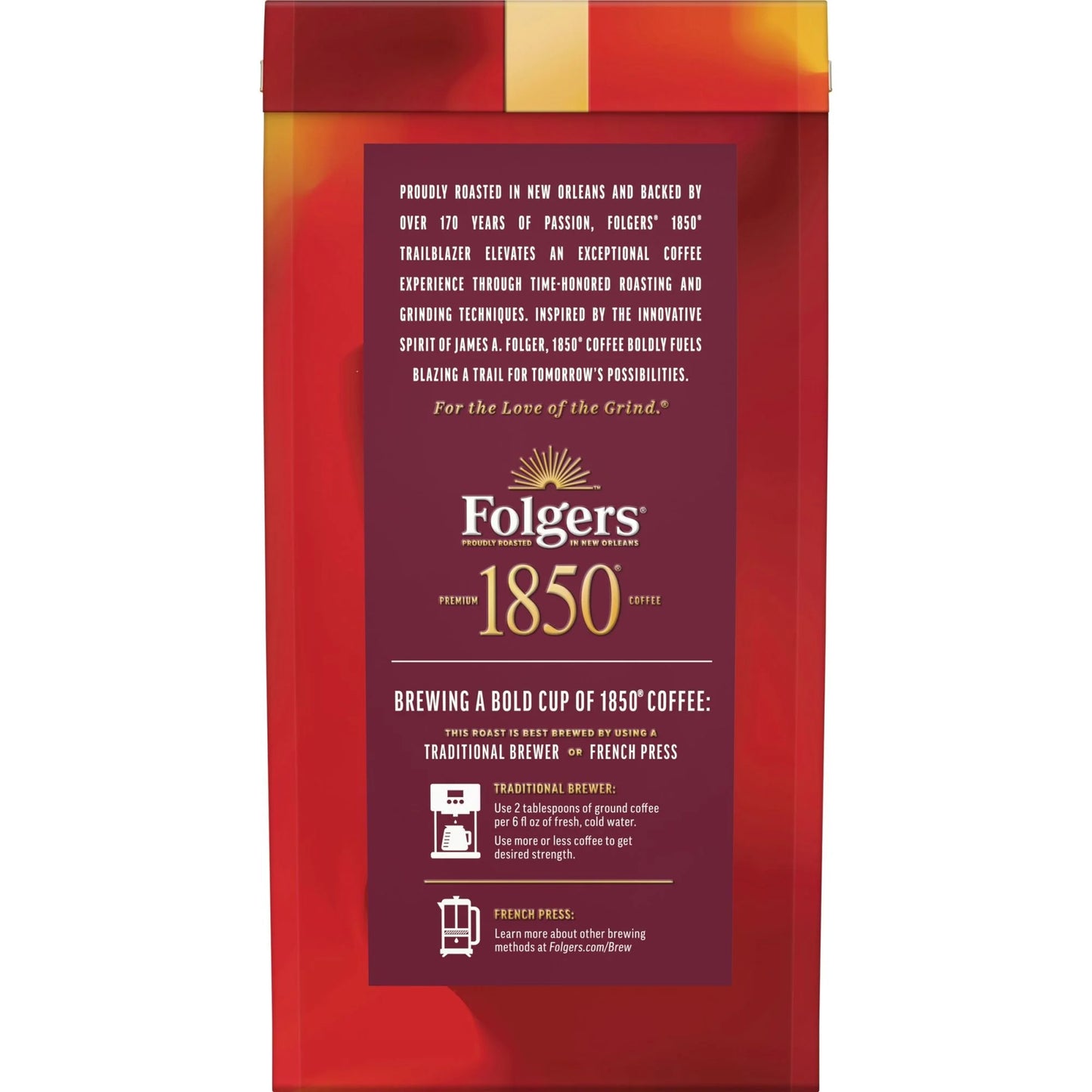 1850 Trailblazer Coffee, Medium-Dark Roast Ground Coffee, 12 Oz.