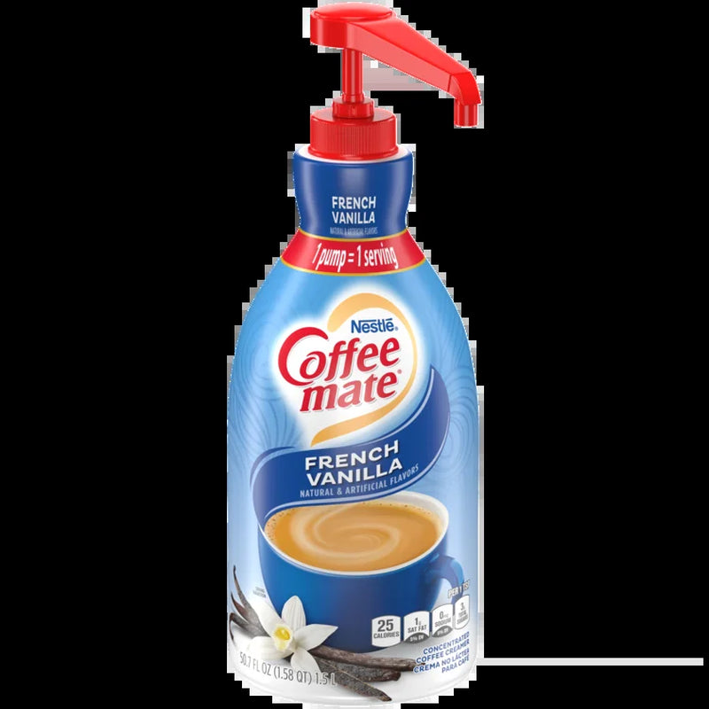 Coffee Mate French Vanilla Liquid Coffee Creamer, Bulk Coffee Creamer Pump Bottle, 50.7 Oz