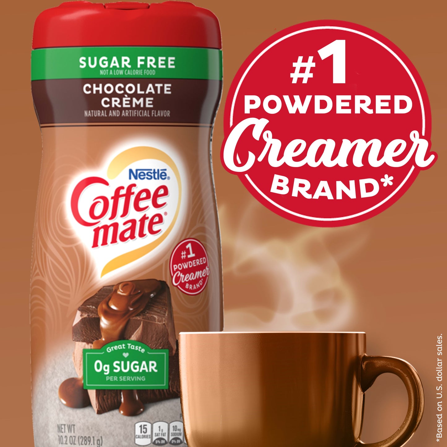 Nestle Coffee Mate, Chocolate Crème Sugar-Free Powdered Coffee Creamer, 10.2 Oz