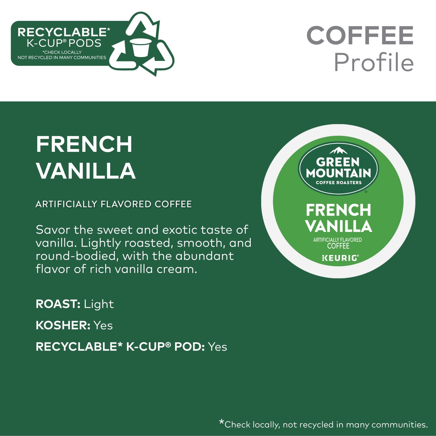 , French Vanilla Light Roast K-Cup Coffee Pods, 24 Count