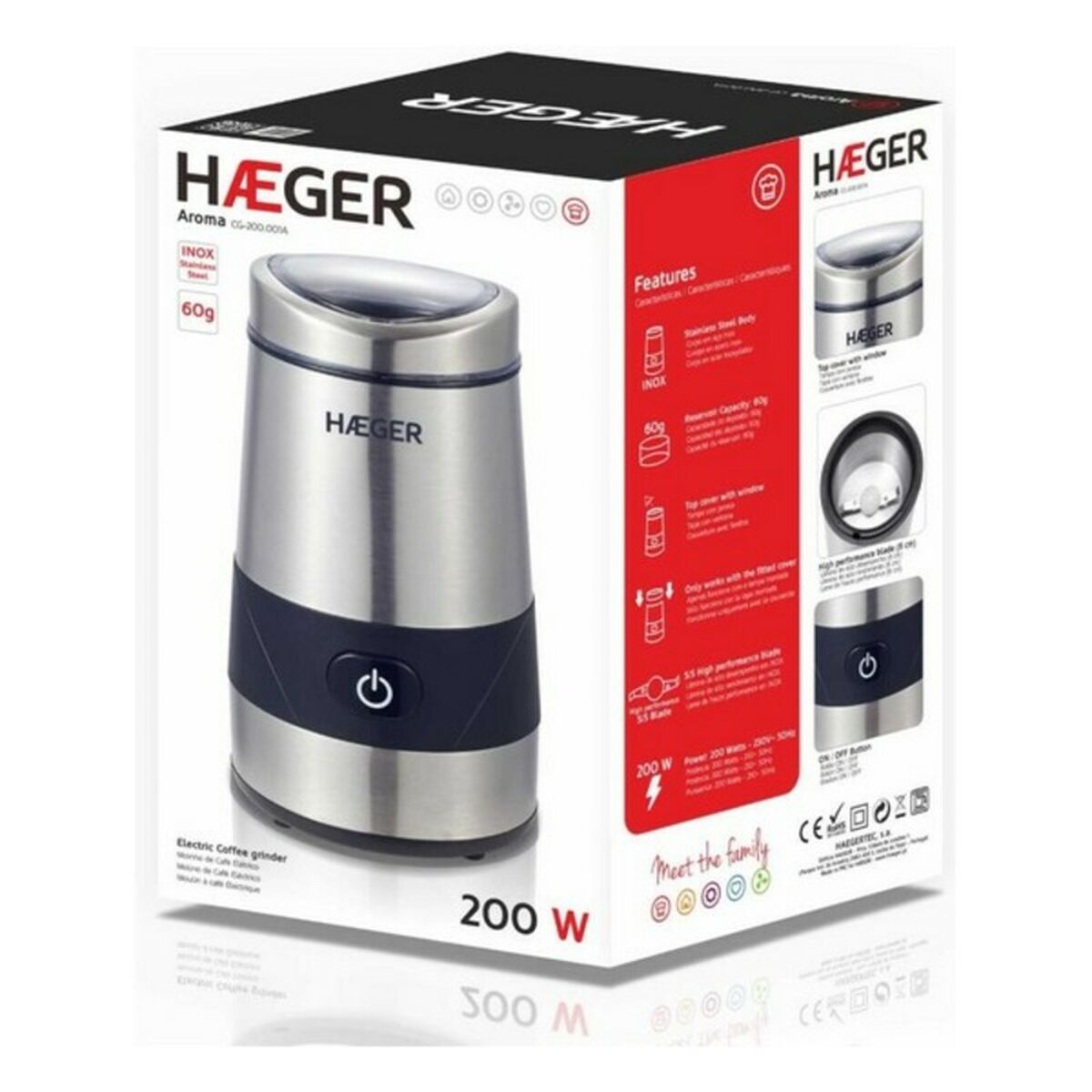 Electric Grinder Haeger Coffee Black 200 W 200 W