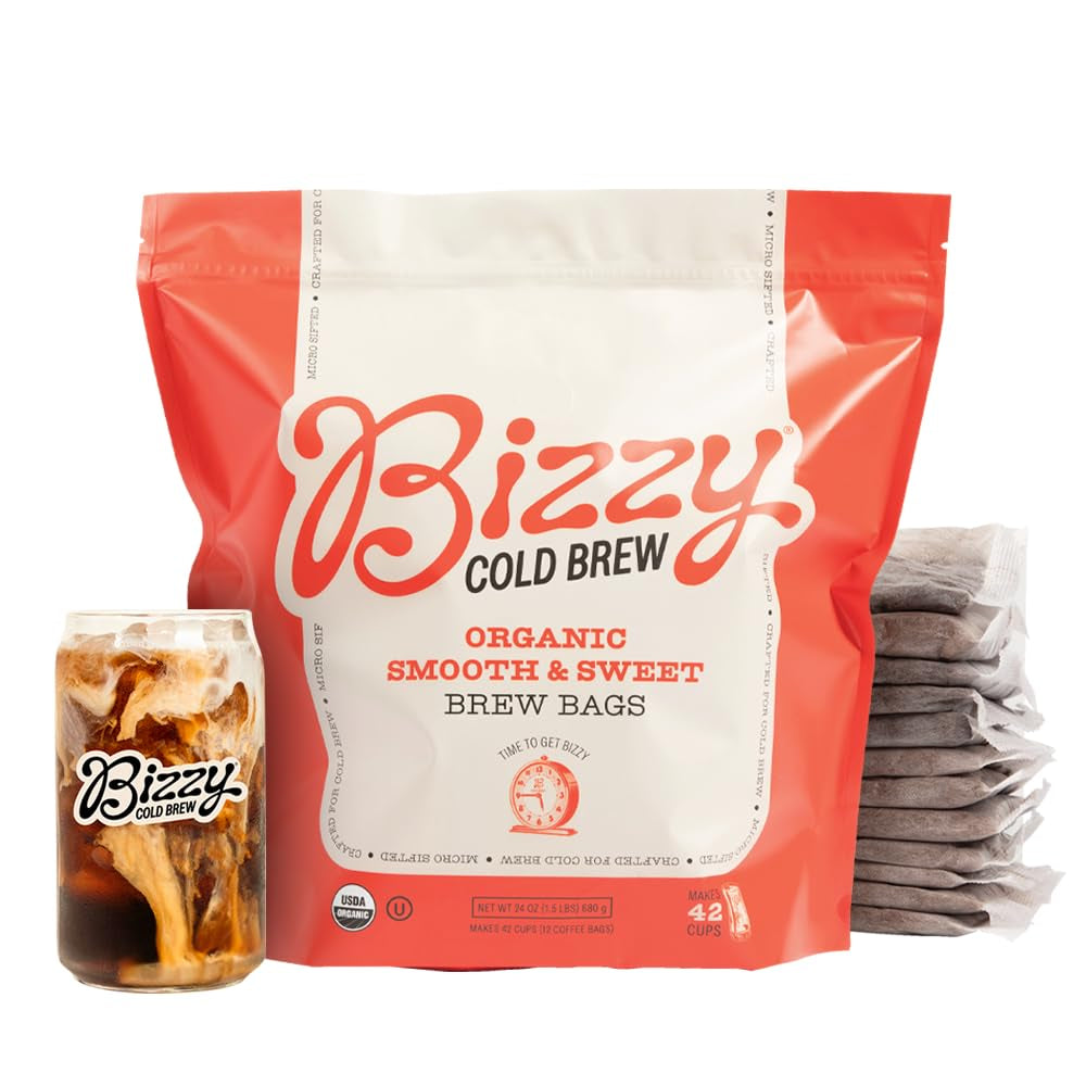 Organic Cold Brew Coffee | Smooth & Sweet Blend | Coarse Ground Coffee | Medium Roast | Micro Sifted | Specialty Grade | 100% Arabica | Brew Bags | 12 Count | Makes 42 Cups