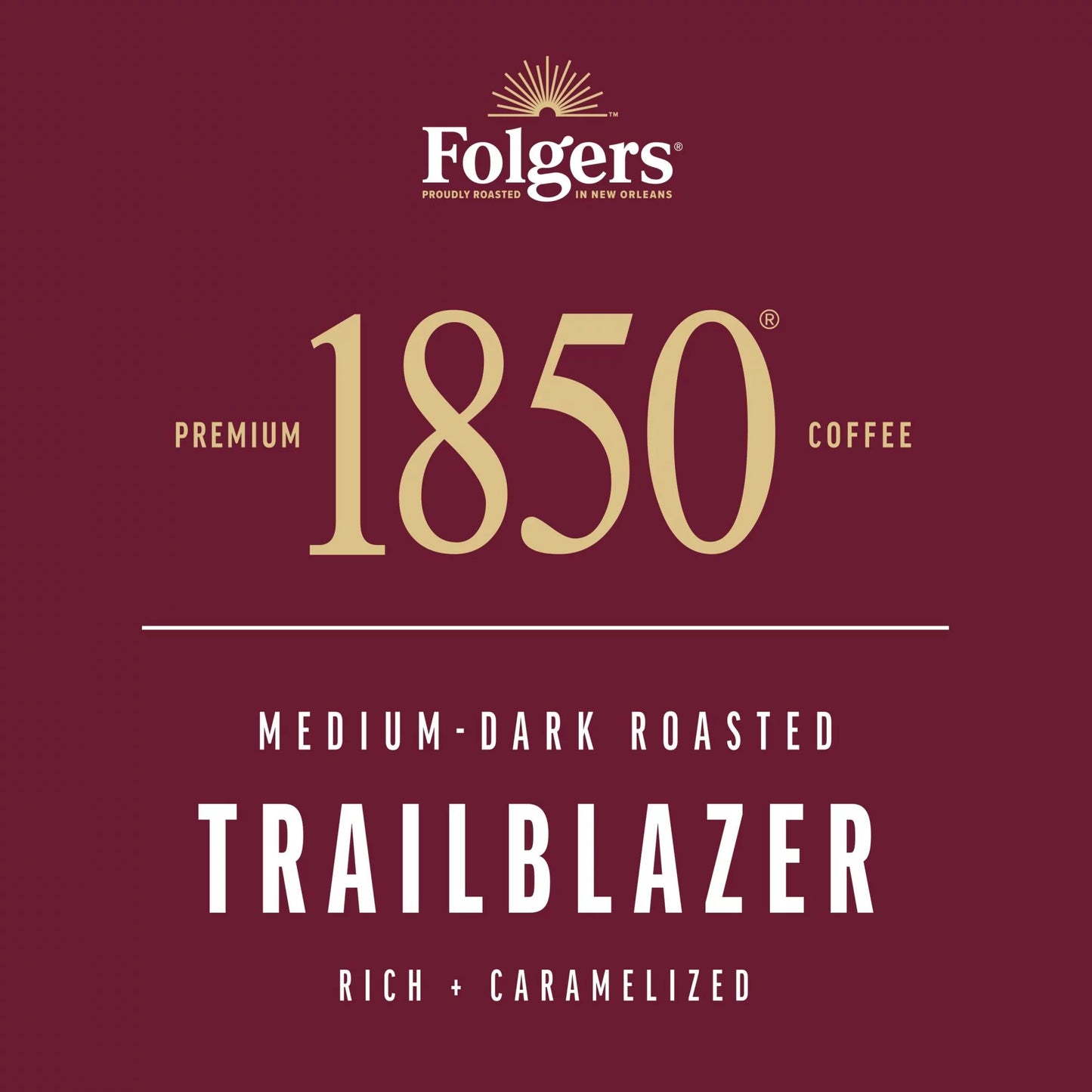 1850 Trailblazer Coffee, Medium-Dark Roast Ground Coffee, 12 Oz.