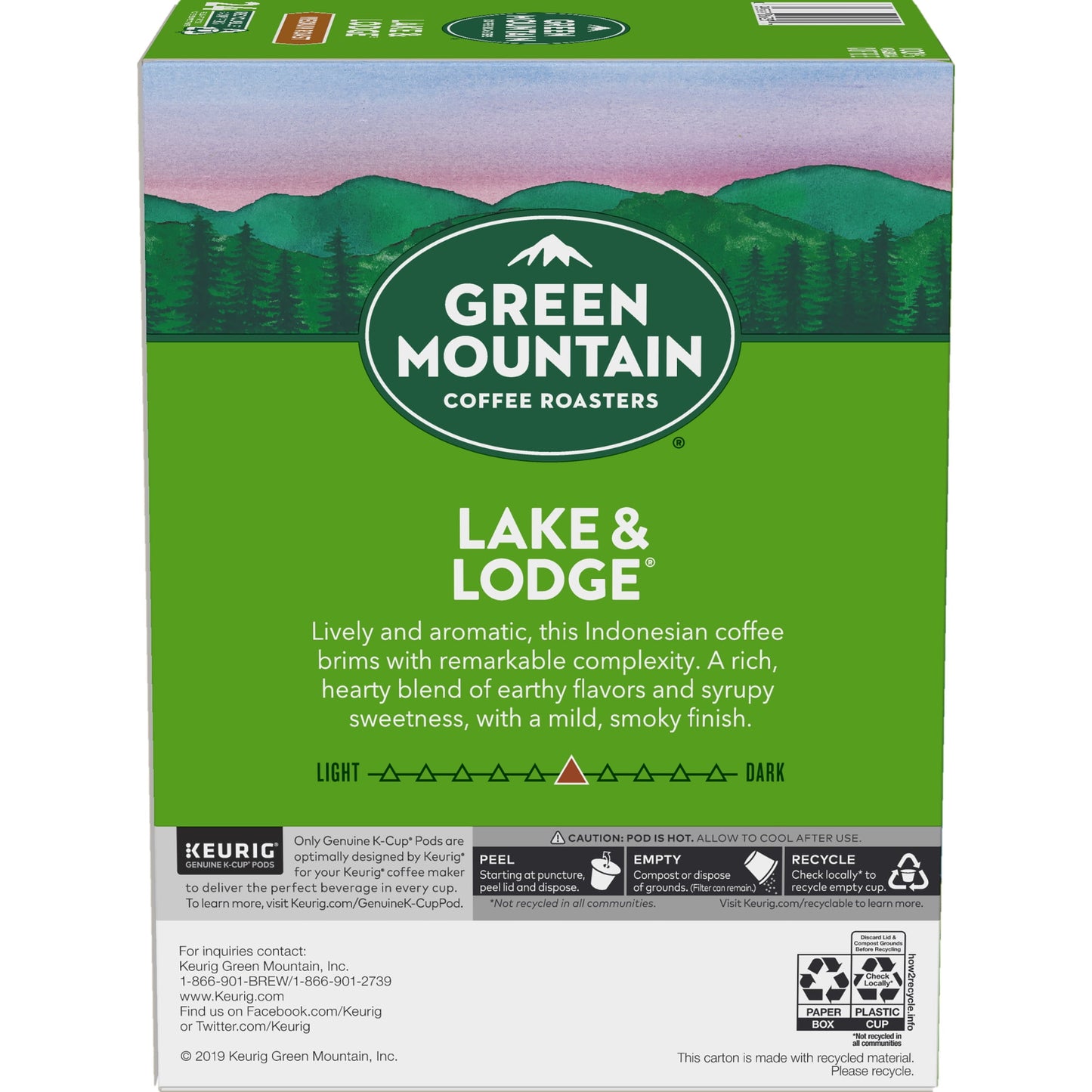 Green Mountain Coffee Lake & Lodge K-Cup Pods, Medium Roast, 24 Count for Brewers