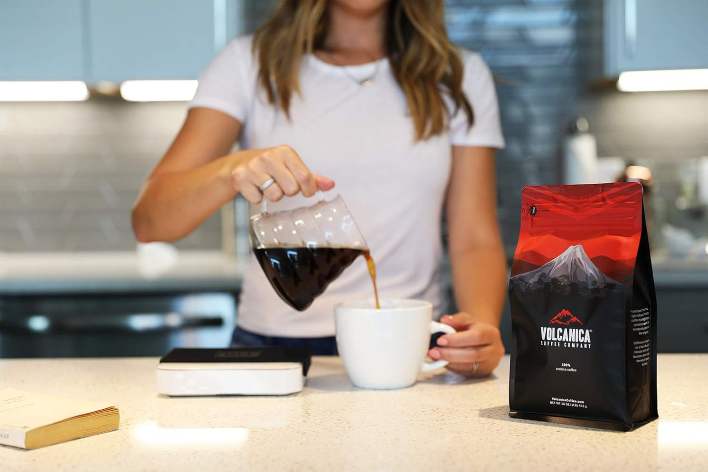 Volcanica House Decaf Coffee, Whole Bean, Swiss Water Processed, Fresh Roasted, Kosher, 16-Ounce