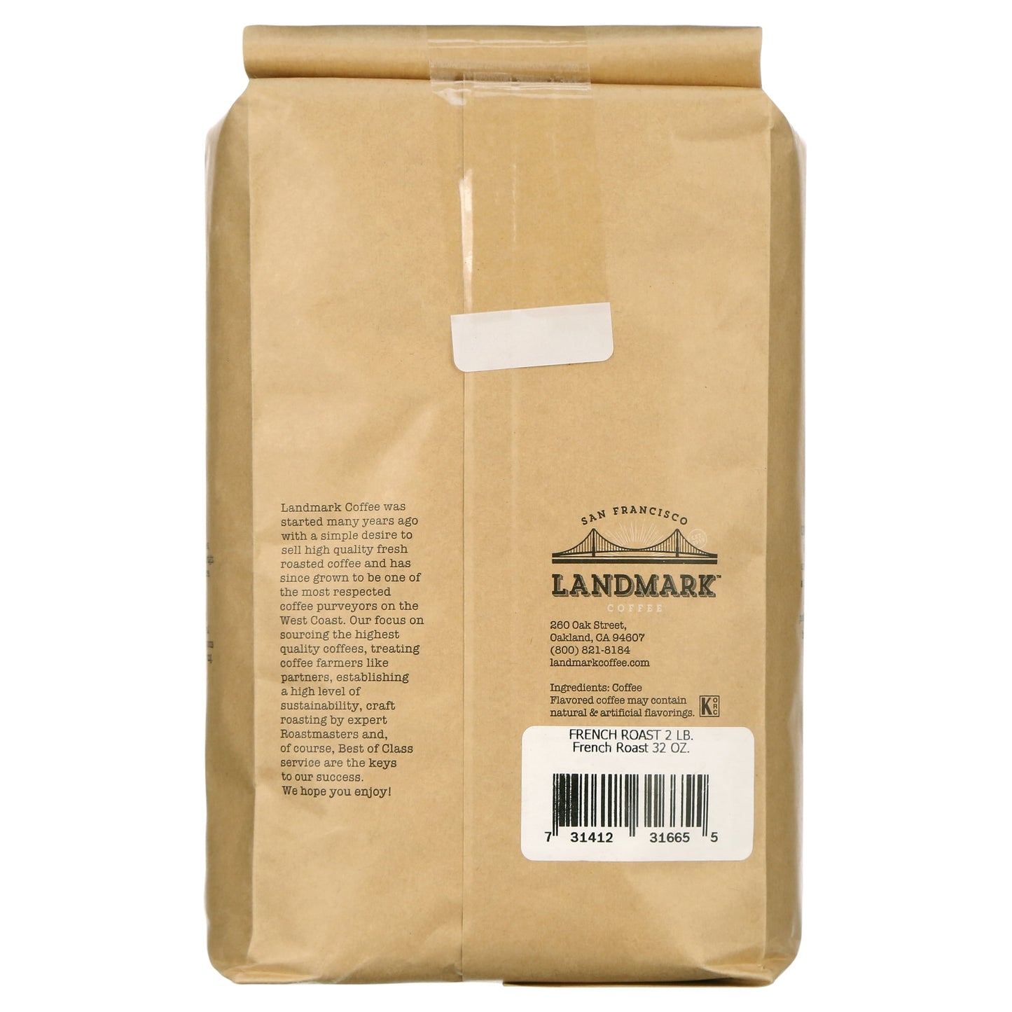Coffee French Medium Roast Whole Bean Coffee, 32 Oz, Bag