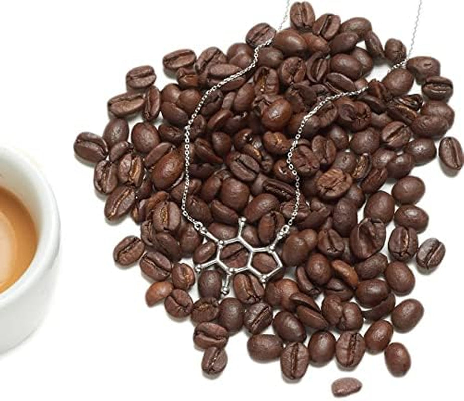 Caffeine Molecule Necklace - 925 Sterling Silver Jewelry for Coffee Lovers & Science Enthusiasts