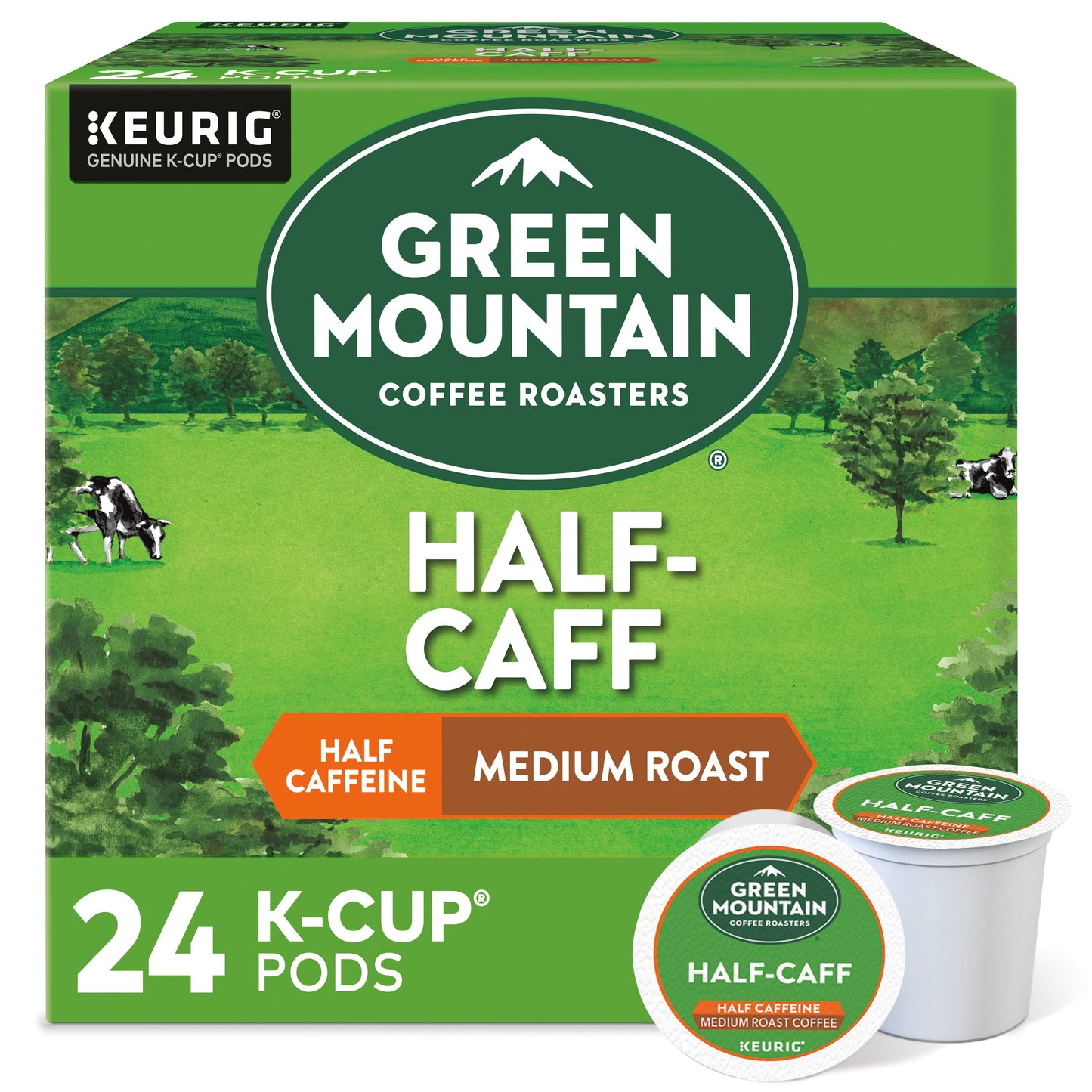 (4 Pack) , Half Caff Medium Roast K-Cup Coffee Pods, 24 Count
