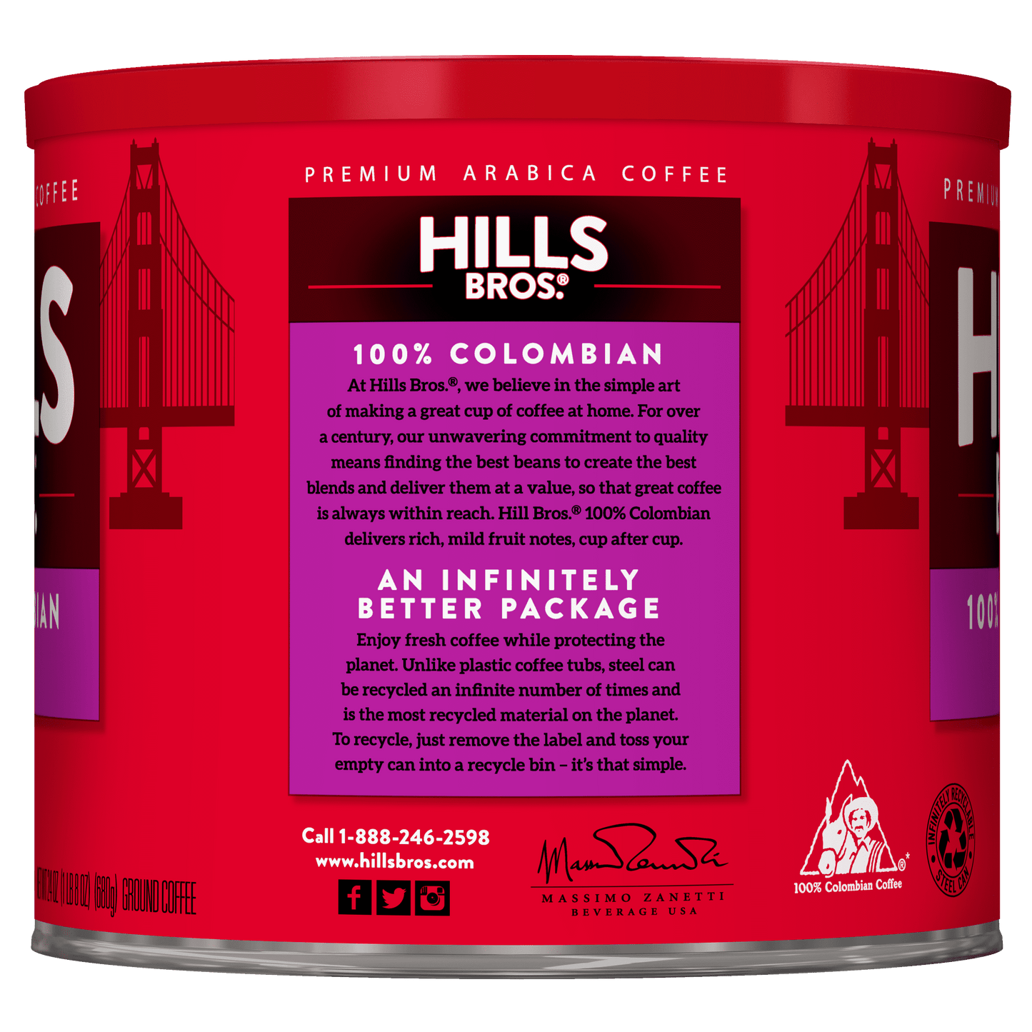 . Coffee 100% Colombian Ground Coffee, Dark Roast, 24 Oz