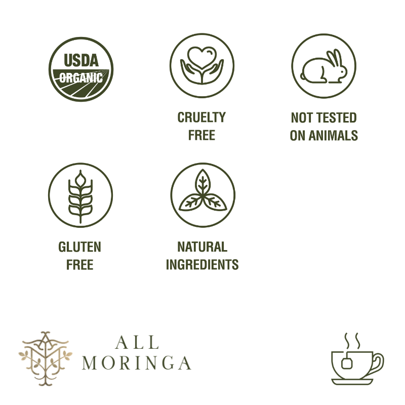 Premium Organic Moringa Leaf and Ginger Herbal Tea USDA Certified 28