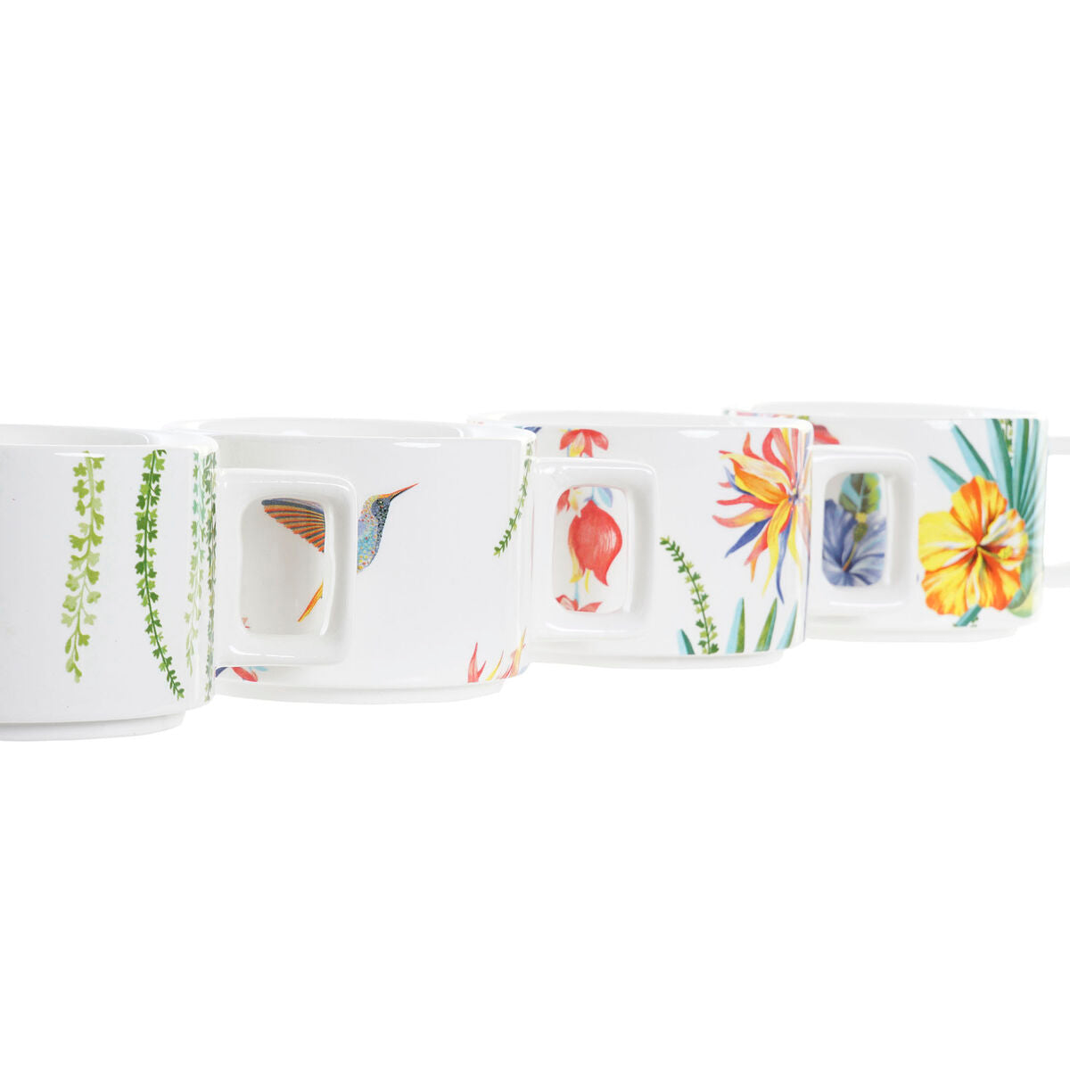 Piece Coffee Cup Set DKD Home Decor Multicolour Dolomite 4 Pieces 260
