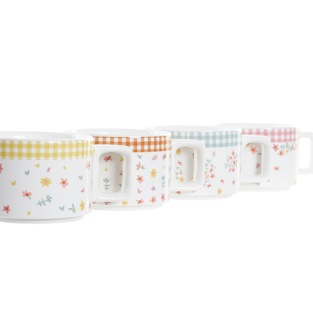 Piece Coffee Cup Set DKD Home Decor Red Metal Brown Green Yellow 260