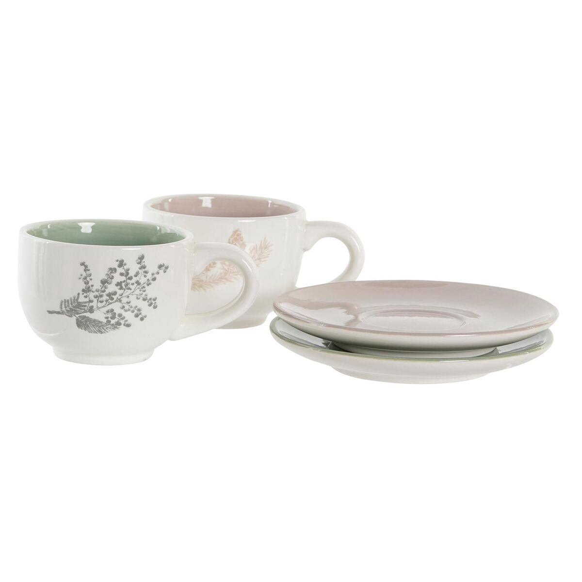 Piece Coffee Cup Set DKD Home Decor Beige Metal White Dolomite (180