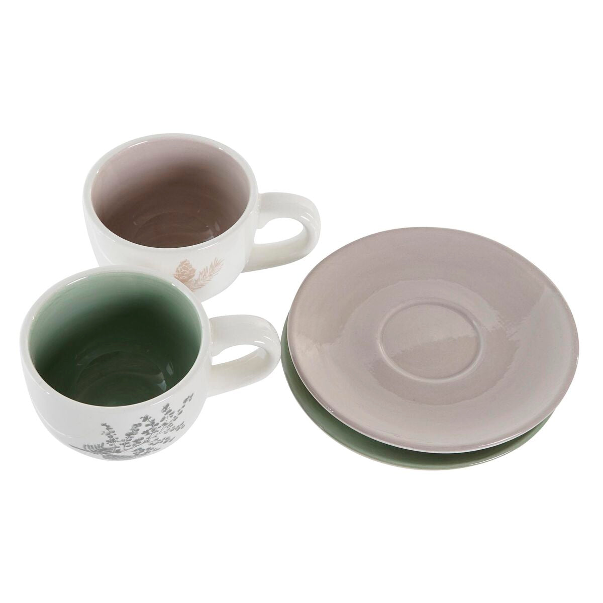 Piece Coffee Cup Set DKD Home Decor Beige Metal White Dolomite (180