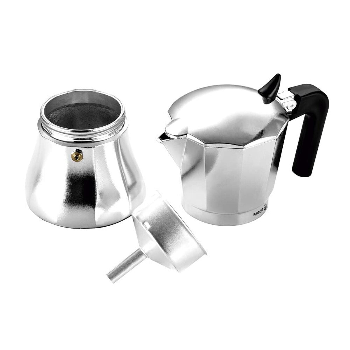 Italian Coffee Pot FAGOR Cupy Aluminium 6 Cups