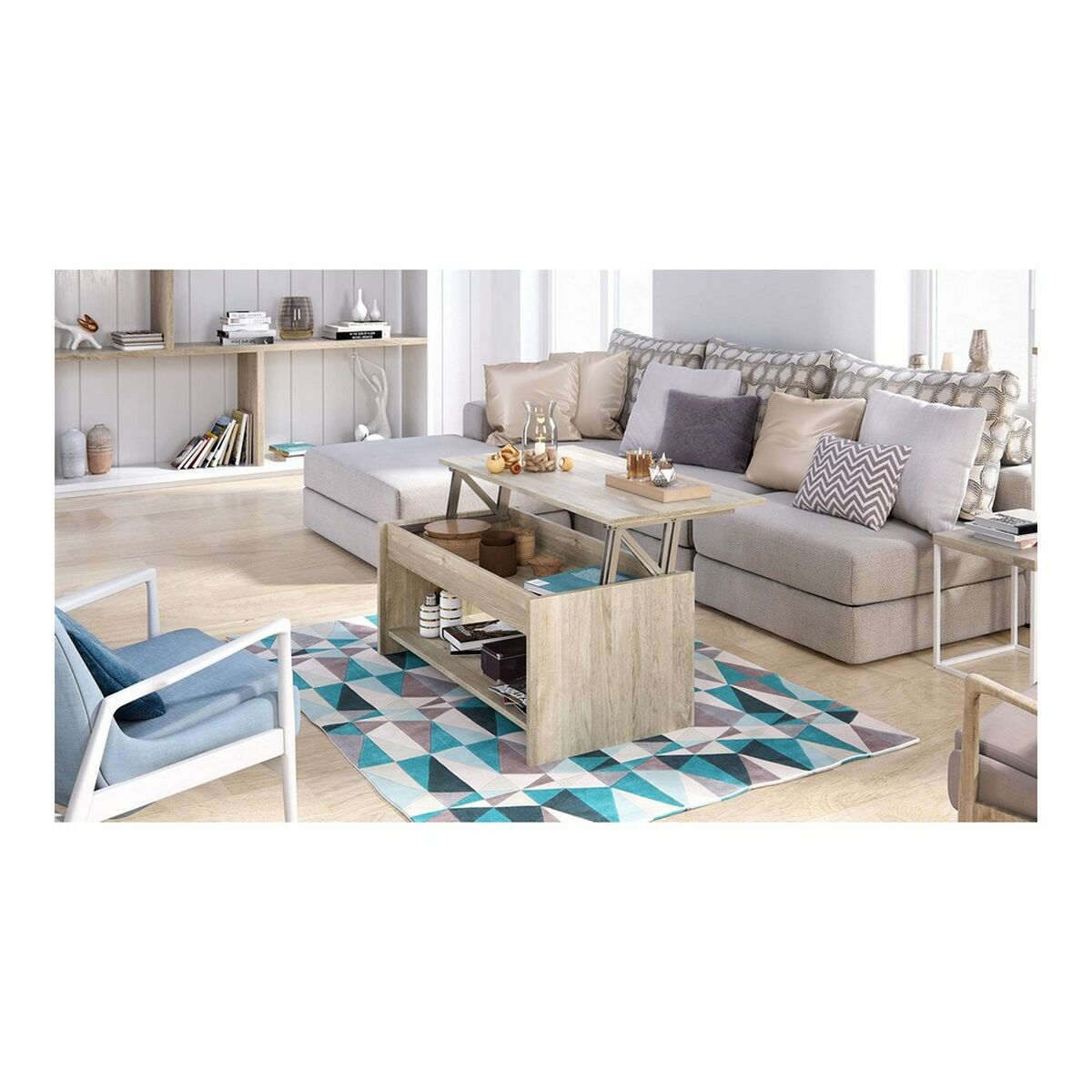 Lift-Top Coffee Table Happy Oak (100 x 50 x 44,6 cm)