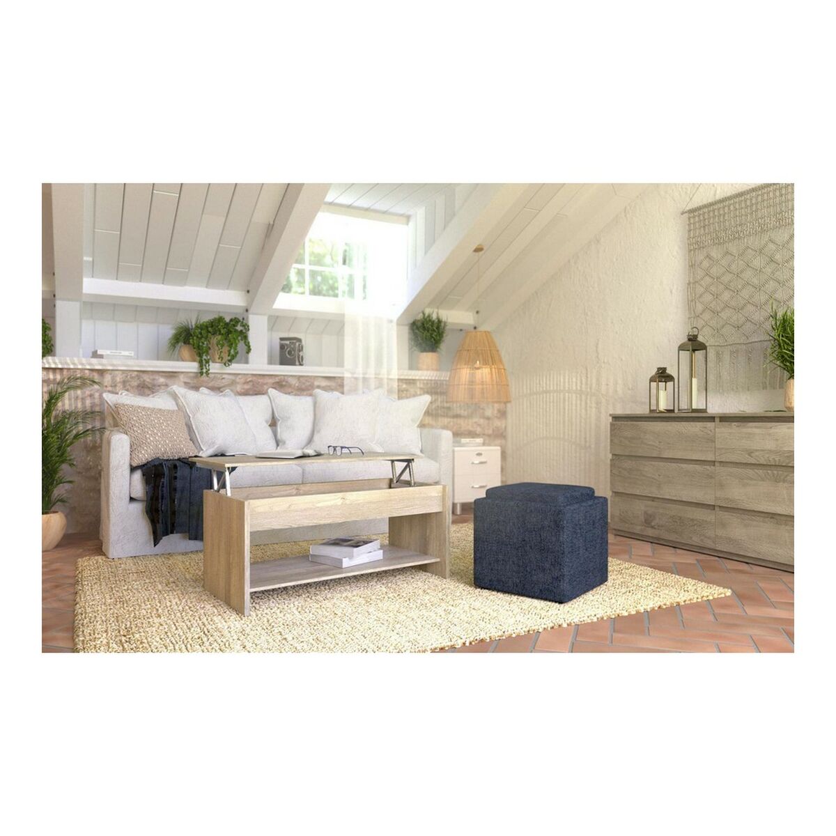 Lift-Top Coffee Table Happy Oak (100 x 50 x 44,6 cm)