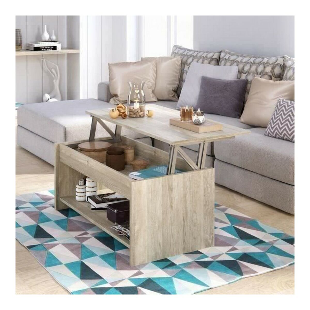 Lift-Top Coffee Table Happy Oak (100 x 50 x 44,6 cm)