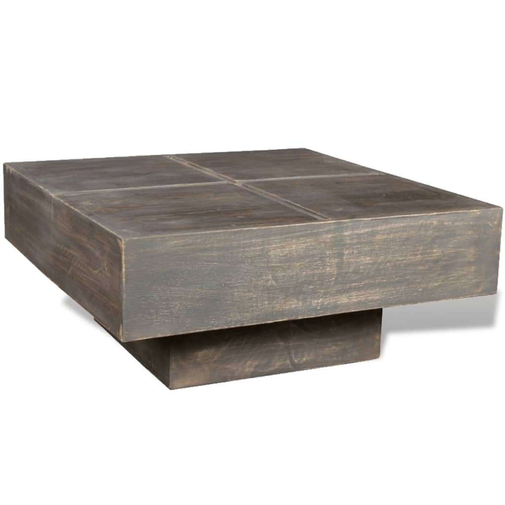 Coffee Table Brown Square Solid Mango Wood