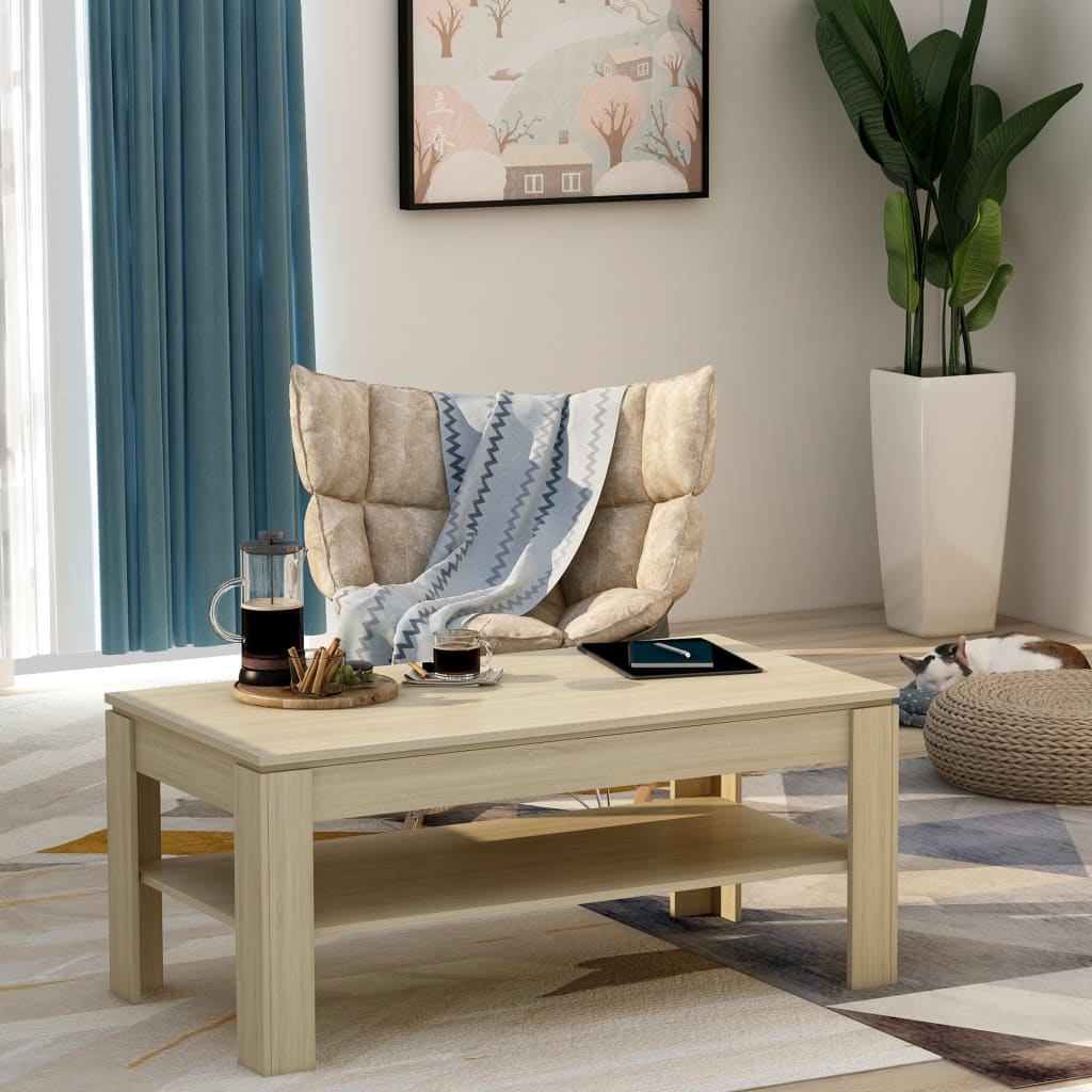 Coffee Table White 43.3"x23.6"x18.5" Chipboard