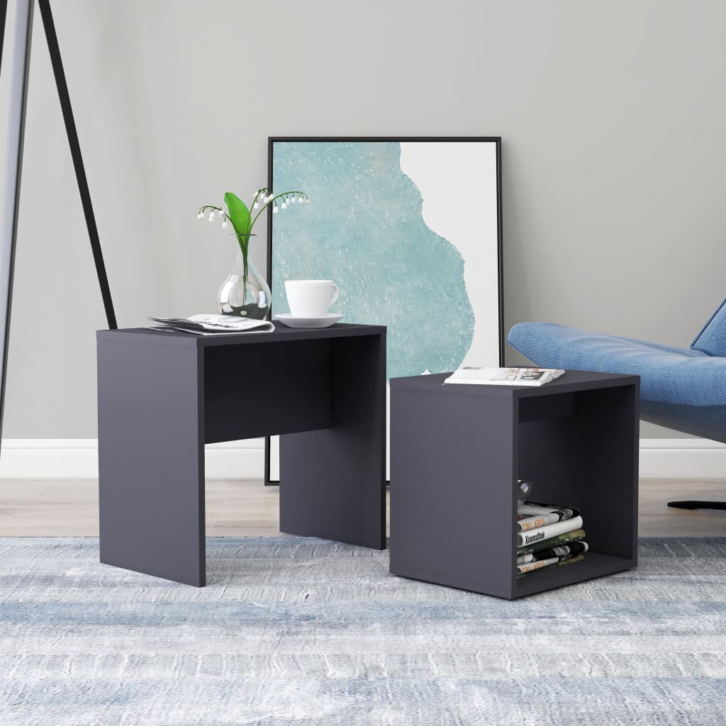 Coffee Table Set White 18.9"x11.8"x17.7" Chipboard