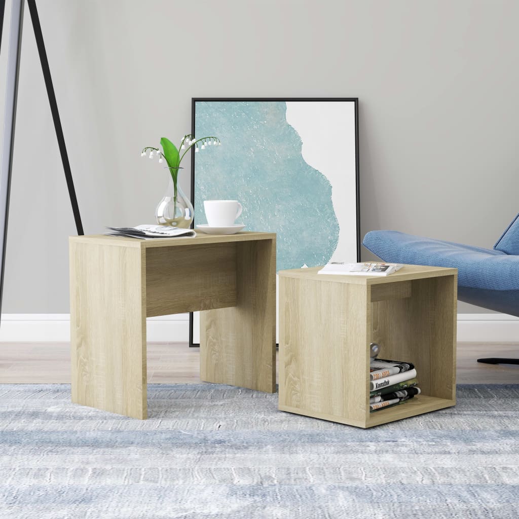 Coffee Table Set White 18.9"x11.8"x17.7" Chipboard