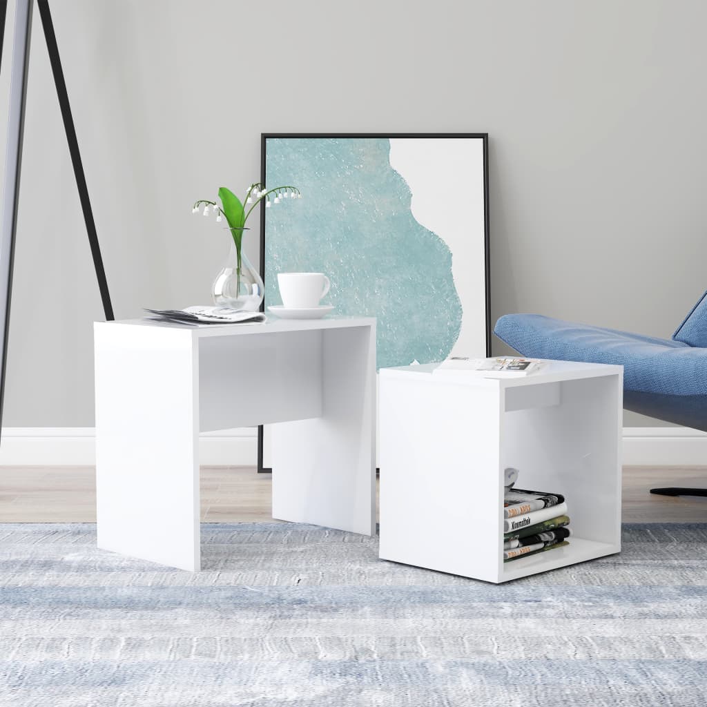 Coffee Table Set White 18.9"x11.8"x17.7" Chipboard
