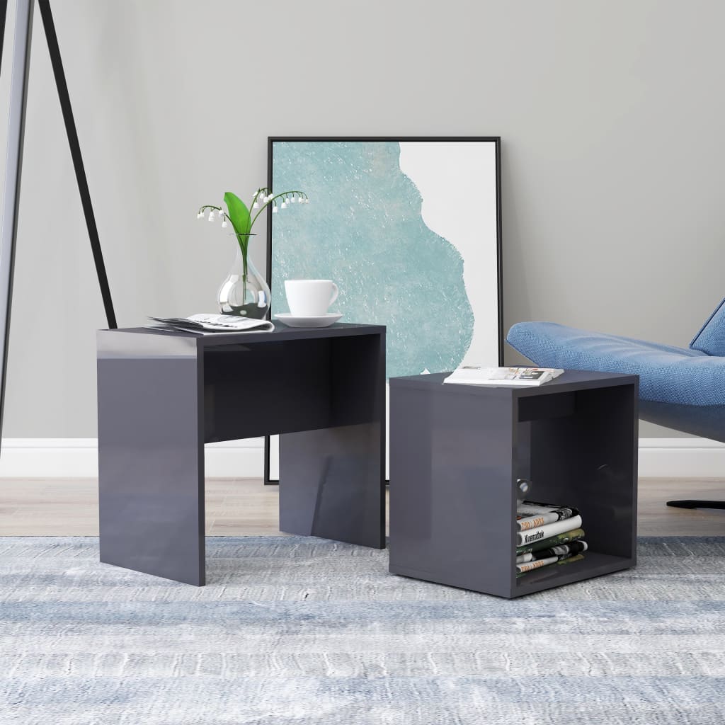 Coffee Table Set White 18.9"x11.8"x17.7" Chipboard