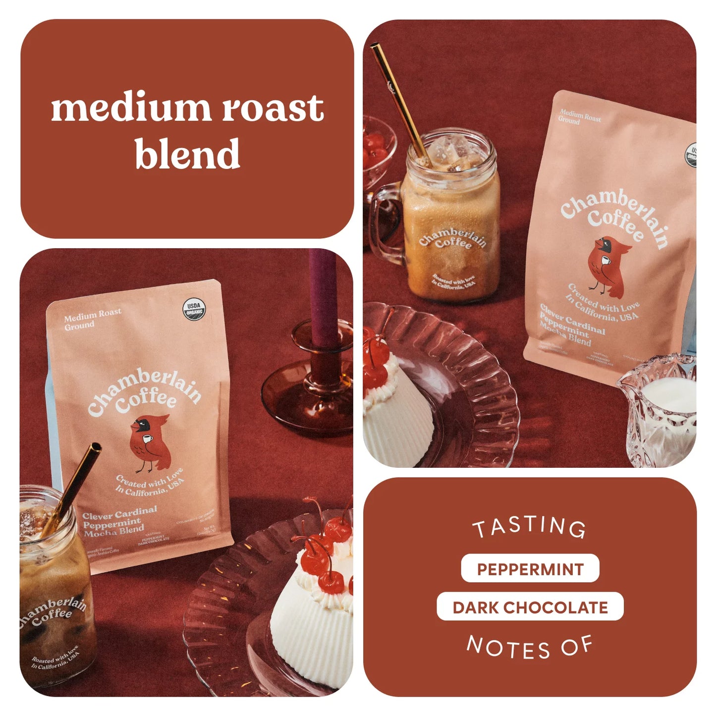 Clever Cardinal Peppermint Mocha Ground Coffee, 12 Oz Bag
