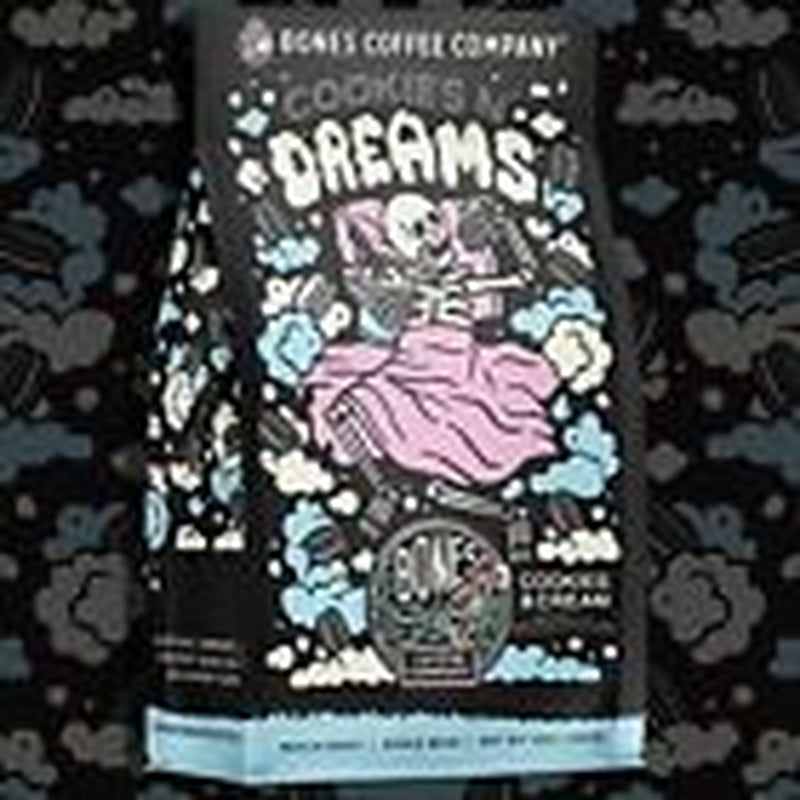 Bones Coffee Company Cookies 'N Dreams Ground Coffee Beans Cookie & Creams 12 Oz
