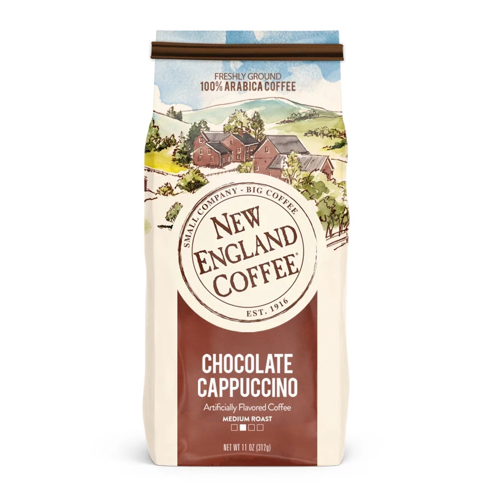 (4 Pack) Chocolate Cappuccino, Medium Roast, Ground Coffee, 11 Oz