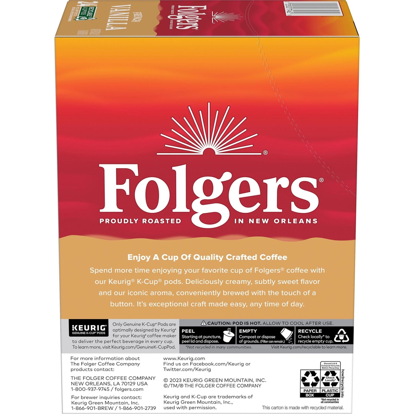 French Vanilla Artificially Flavored Coffee, Mild Roast, Keurig K-Cup Pods, 24 Count Box