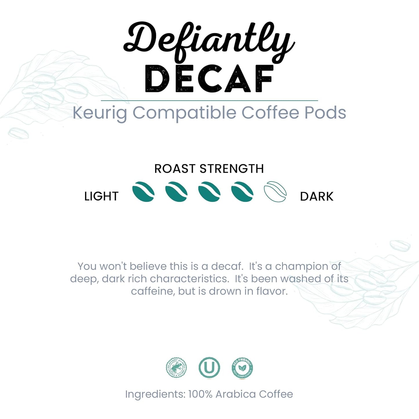 Tayst Coffee Pods, Defiantly Decaf Dark Roast, K Cups Compatible with Keurig Coffee Maker, Sustainable Single Serve, Pack of 30