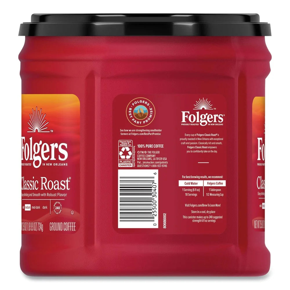 Classic Roast Ground Coffee, Medium Roast Coffee, 25.9 Ounce Canister