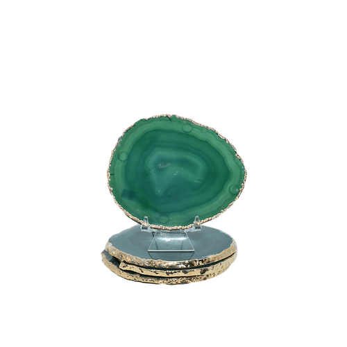 Agate Coasters with Gold Trim, Set of 4