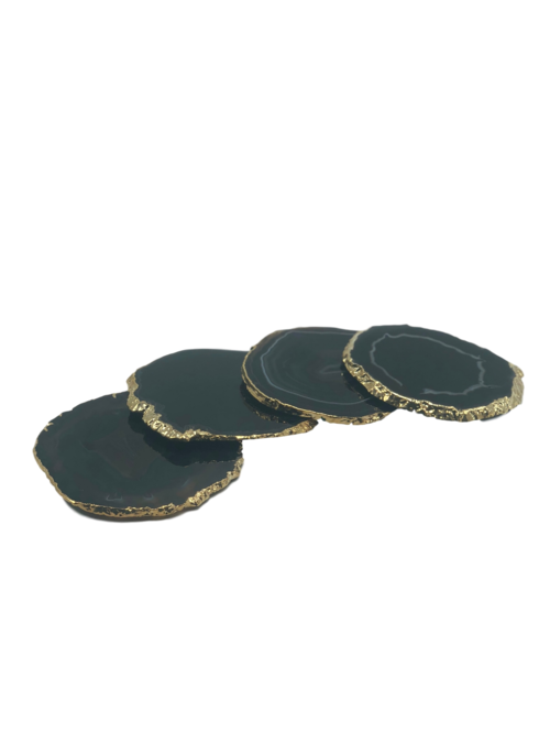 Agate Coasters with Gold Trim, Set of 4