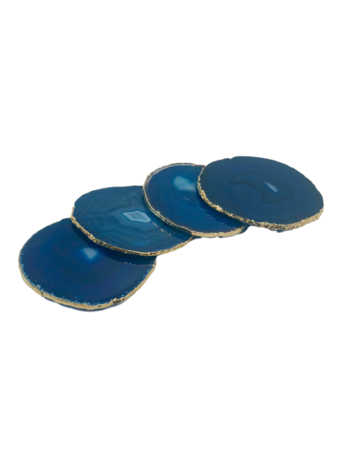 Agate Coasters with Gold Trim, Set of 4