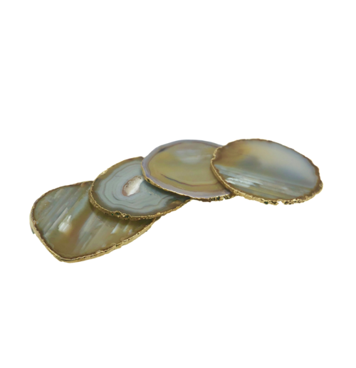 Agate Coasters with Gold Trim, Set of 4