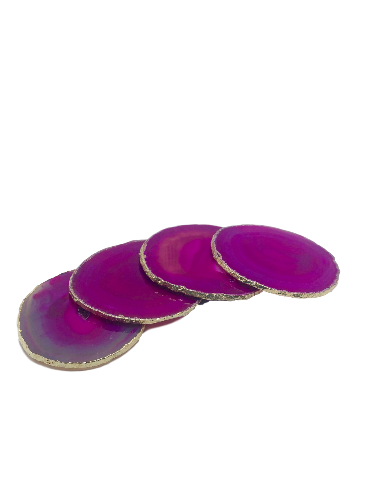 Agate Coasters with Gold Trim, Set of 4