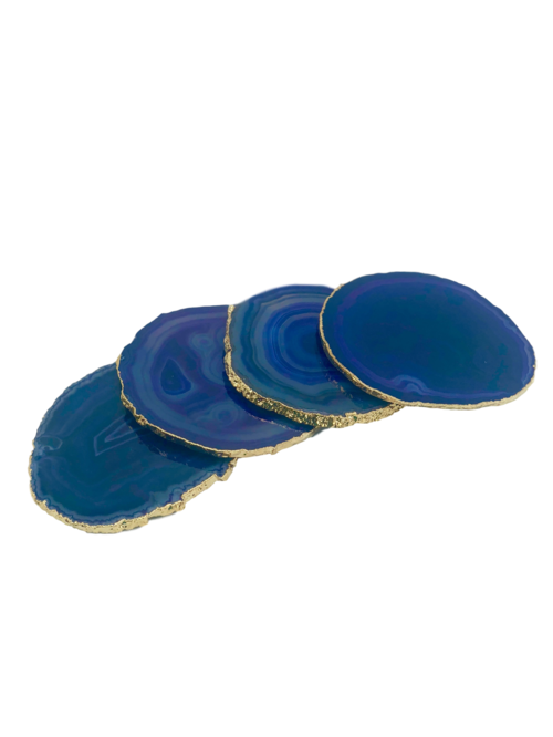Agate Coasters with Gold Trim, Set of 4