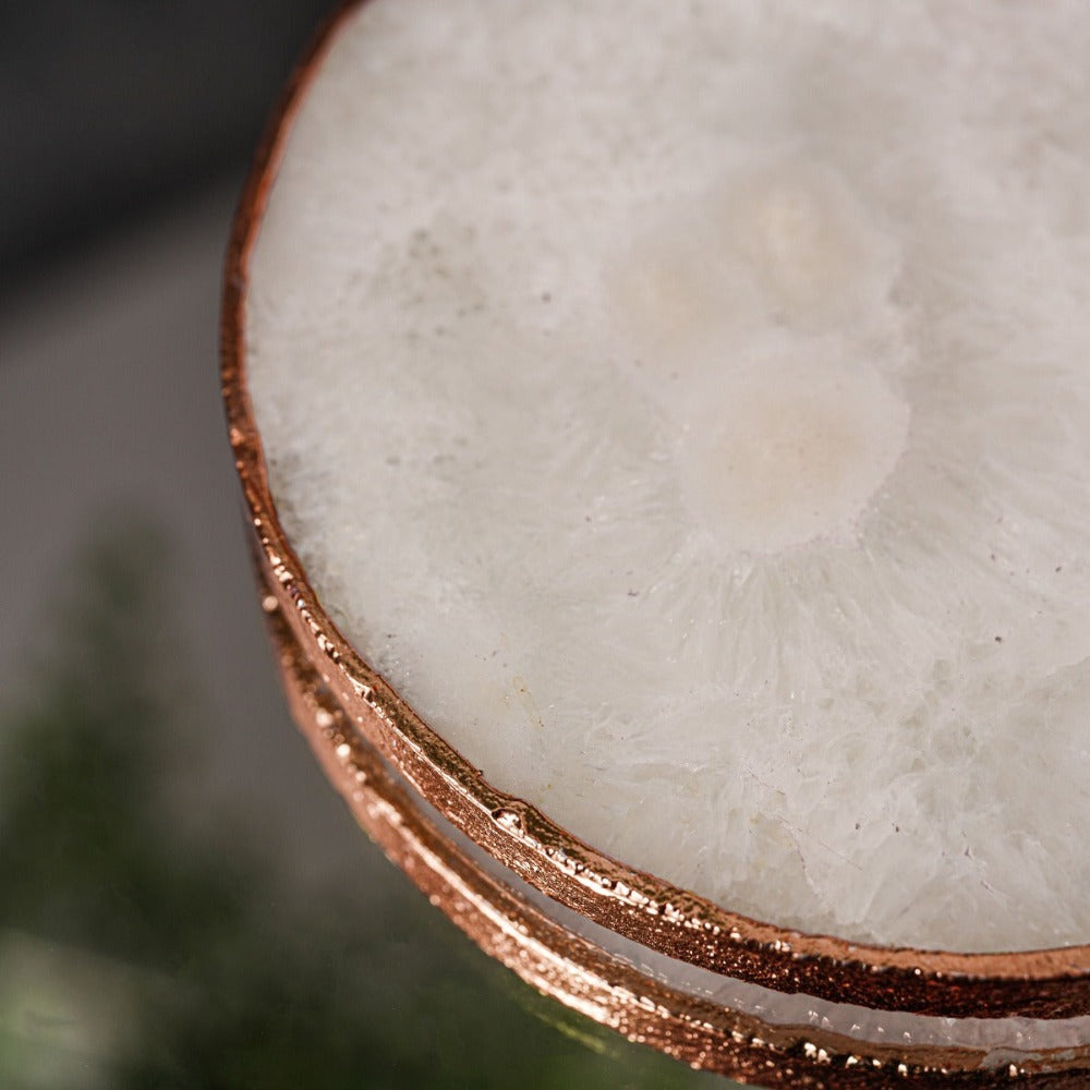 White Crystal Agate Coaster Set of 2 - 3 Colours