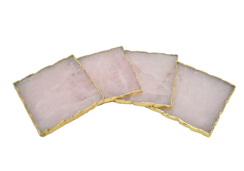 Square Coasters with Gold Trim, Set of 4